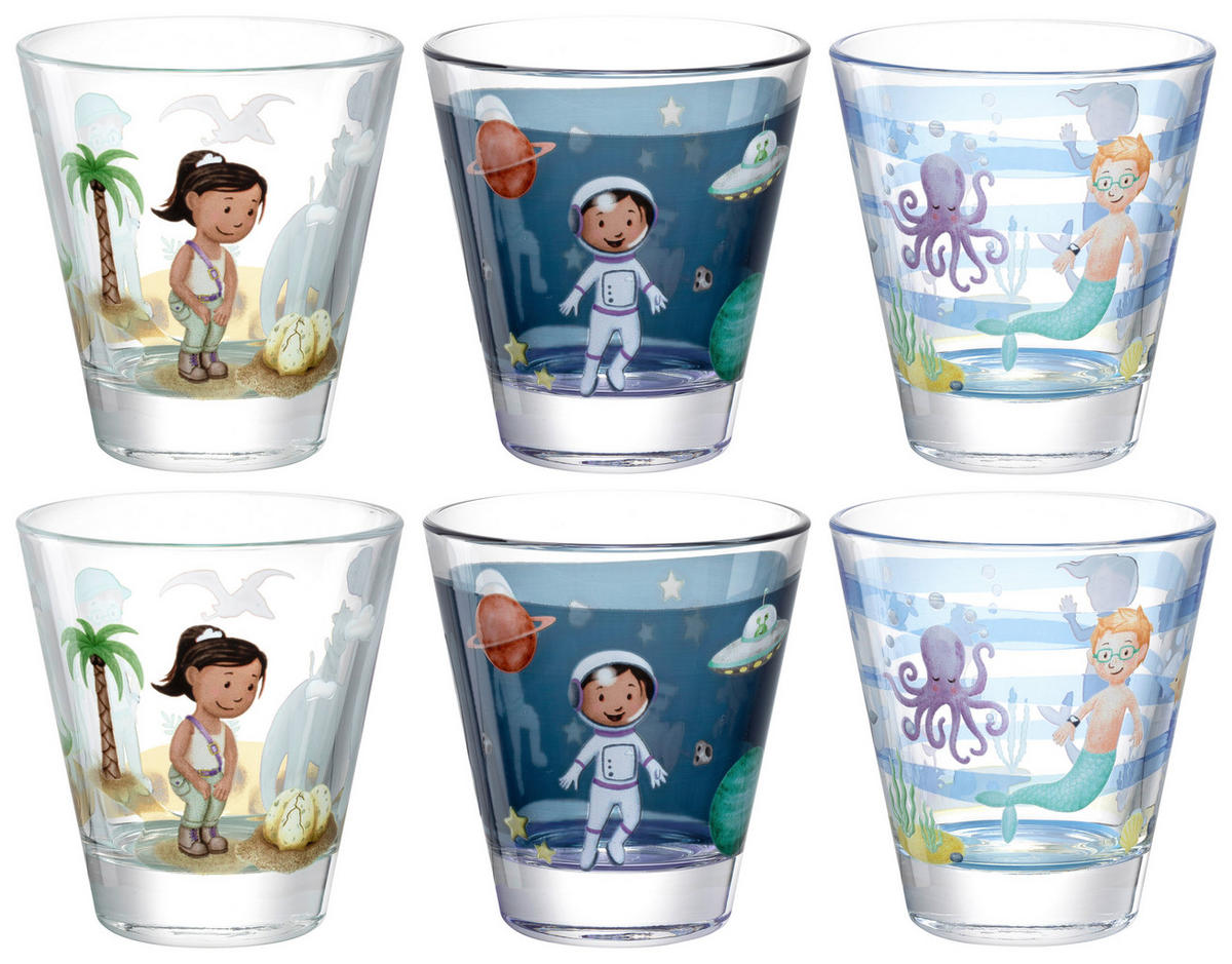 KINDER-GLÄSERSET Bambini Aventura 6-teilig  - Klar, Trend, Glas (26,50/9,8/17,70cm) - Leonardo
