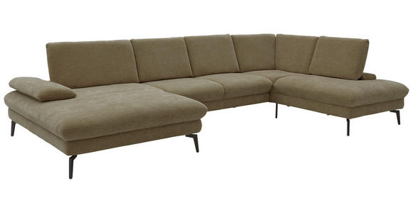 WOHNLANDSCHAFT in Webstoff Hellbraun  - Hellbraun/Schwarz, Design, Textil/Metall (157/354/208cm) - Dieter Knoll