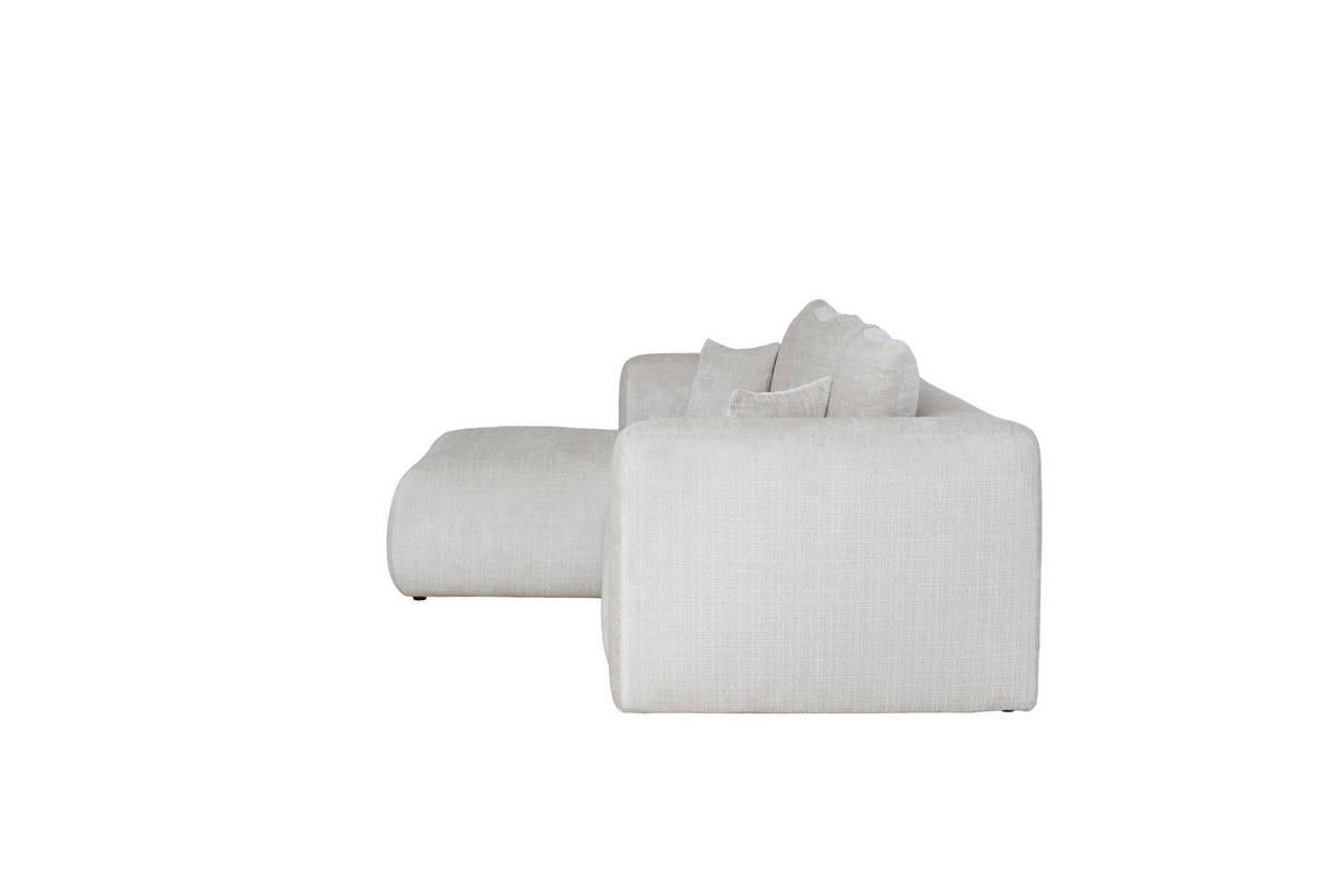 ECKSOFA Creme Chenille Zierkissen, Rückenkissen, Rücken echt  - Creme/Schwarz, MODERN, Kunststoff/Textil (188/276cm) - Milino
