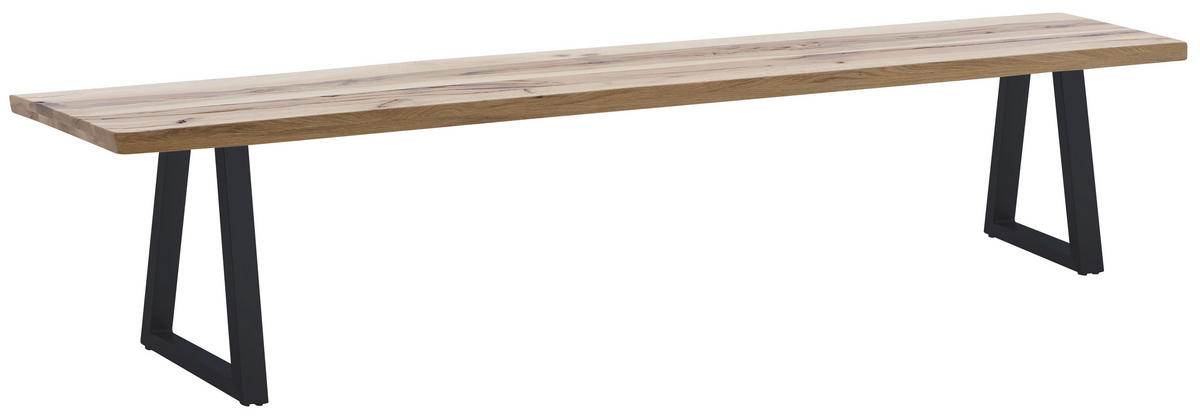 SITZBANK 220/45/40 cm  in Anthrazit, Wildeiche  - Wildeiche/Anthrazit, ROMANTIK / LANDHAUS, Holz/Metall (220/45/40cm) - Waldwelt