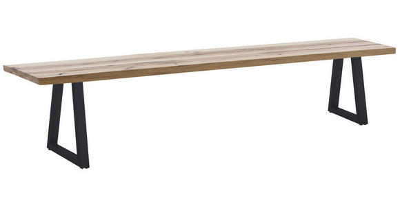 SITZBANK 220/45/40 cm  in Anthrazit, Wildeiche  - Wildeiche/Anthrazit, ROMANTIK / LANDHAUS, Holz/Metall (220/45/40cm) - Waldwelt