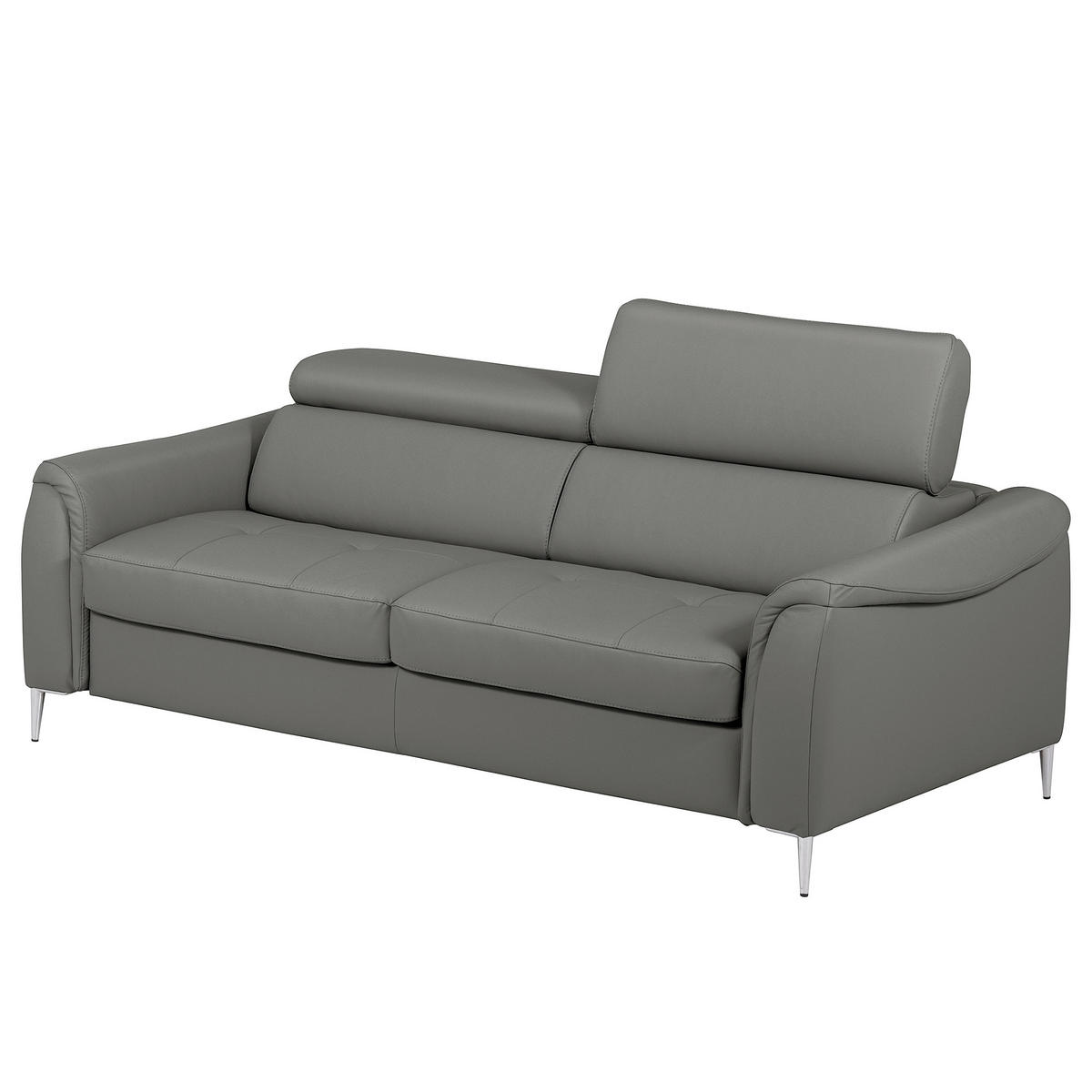 SCHLAFSOFA PAFOS Dunkelgrau Echtleder Lederlook  - Dunkelgrau, Design, Leder/Textil (203/77-98/103cm) - MID.YOU