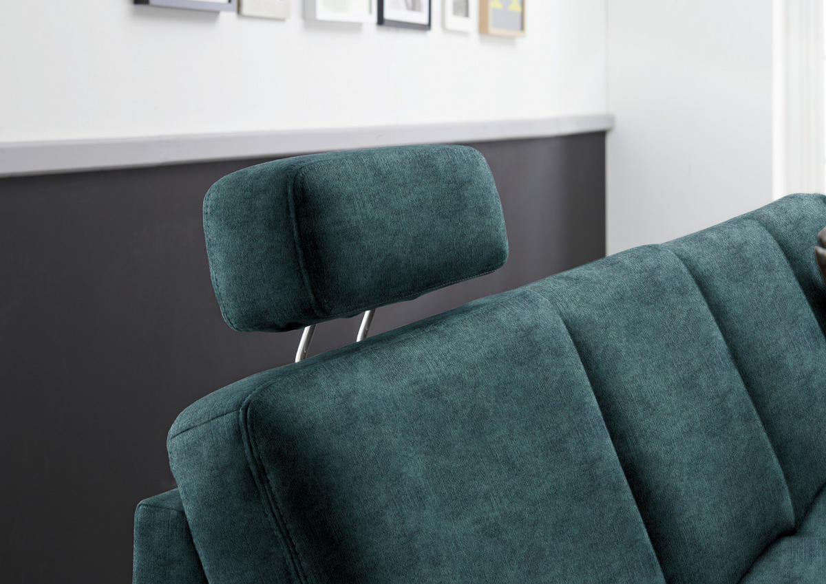 WOHNLANDSCHAFT in Velours Petrol  - Eichefarben/Petrol, Konventionell, Holz/Textil (167/316/235cm) - Beldomo System