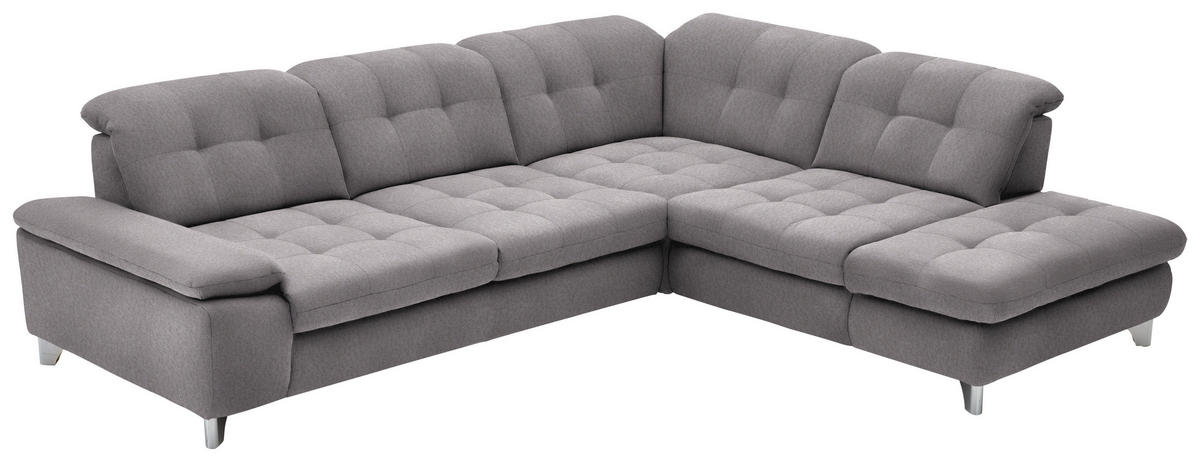 ECKSOFA in Chenille Hellgrau   - Chromfarben/Hellgrau, Design, Textil/Metall (310null) - Beldomo Speed