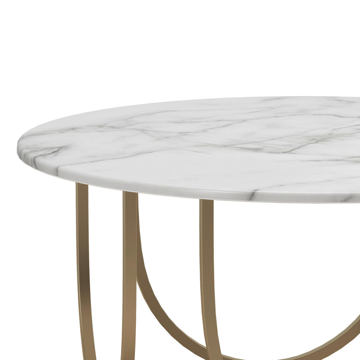 COUCHTISCH Gwyneth 79/79/40 cm rund Weiß, Goldfarben  - Goldfarben/Weiß, Design, Holzwerkstoff/Metall (79/79/40cm) - MID.YOU