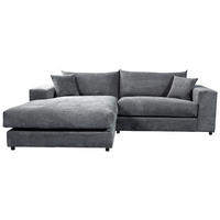ECKSOFA in Cord, Velours Dunkelgrau  180/265 cm  - Dunkelgrau/Schwarz, Basics, Kunststoff/Textil (180/265cm) - Livetastic
