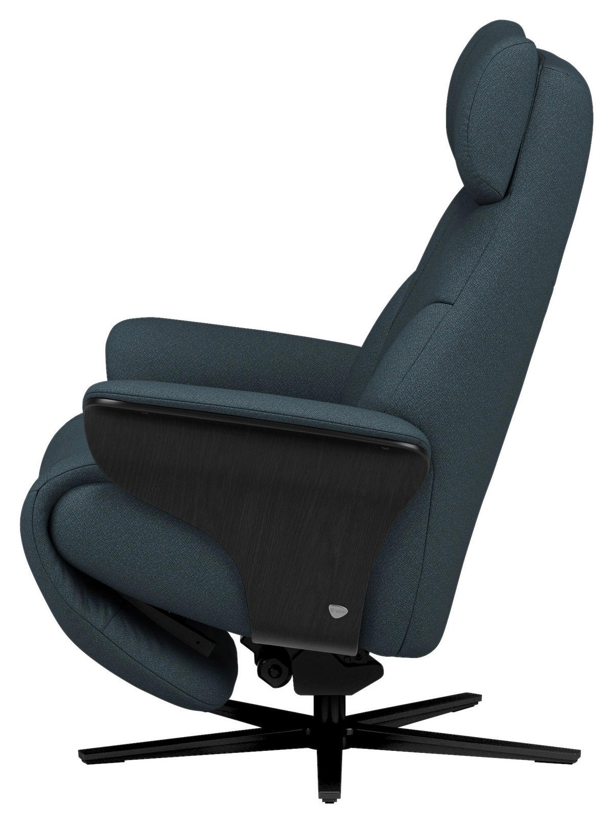 RELAXSESSEL Flachgewebe Relaxfunktion, Kopfteilverstellung, Fußteilverstellung, Rücken echt    - Schwarz/Dunkelblau, Design, Holz/Textil (86/116/87cm) - Stressless