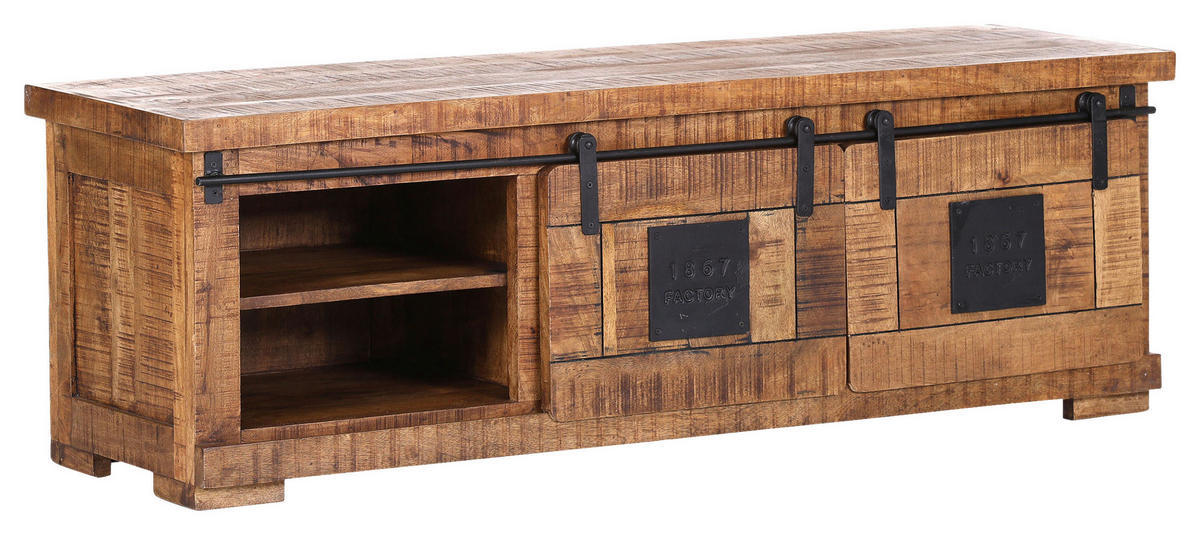 LOWBOARD  in 150/50/45 cm  - Schwarz/Naturfarben, LIFESTYLE, Holz/Metall (150/50/45cm) - Landscape