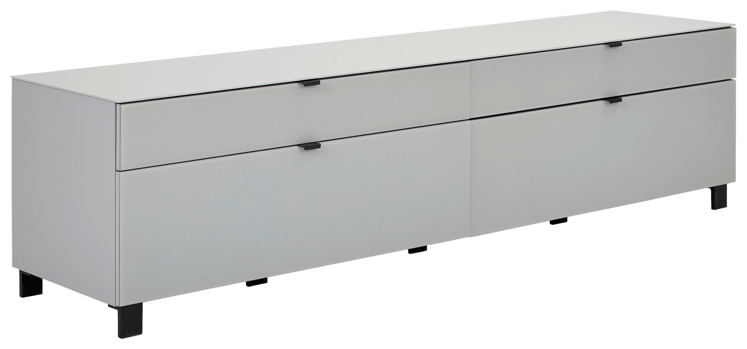 TV-ELEMENT Grau, Hellgrau  219,9/57/52,5 cm  - Hellgrau/Schwarz, Design, Glas/Holzwerkstoff (219,9/57/52,5cm) - Hom`in
