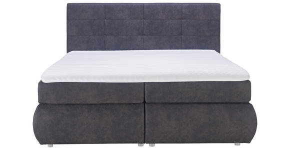 BOXSPRINGBETT 180/200 cm  in Dunkelgrau  - Dunkelgrau/Schwarz, KONVENTIONELL, Kunststoff/Textil (180/200cm) - Voleo