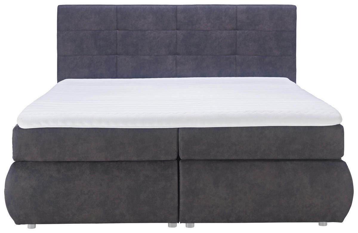 BOXSPRINGBETT 180/200 cm  in Dunkelgrau  - Dunkelgrau/Schwarz, Konventionell, Kunststoff/Textil (180/200cm) - Voleo