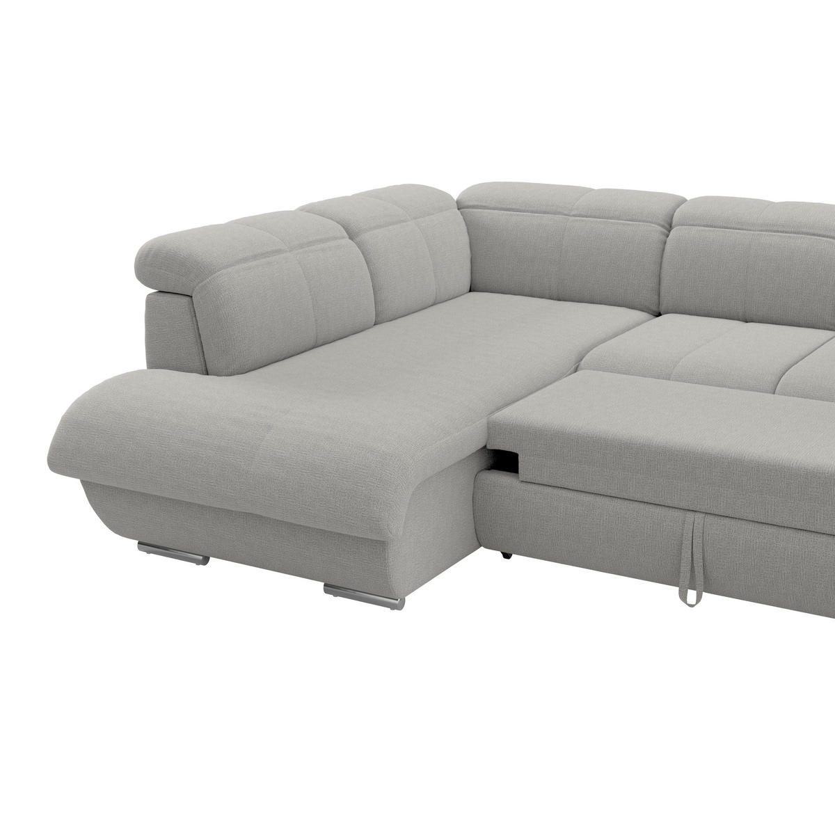 WOHNLANDSCHAFT MULTI Grau Chenille  - Chromfarben/Grau, MODERN, Textil/Metall (228/345/184cm) - Livetastic