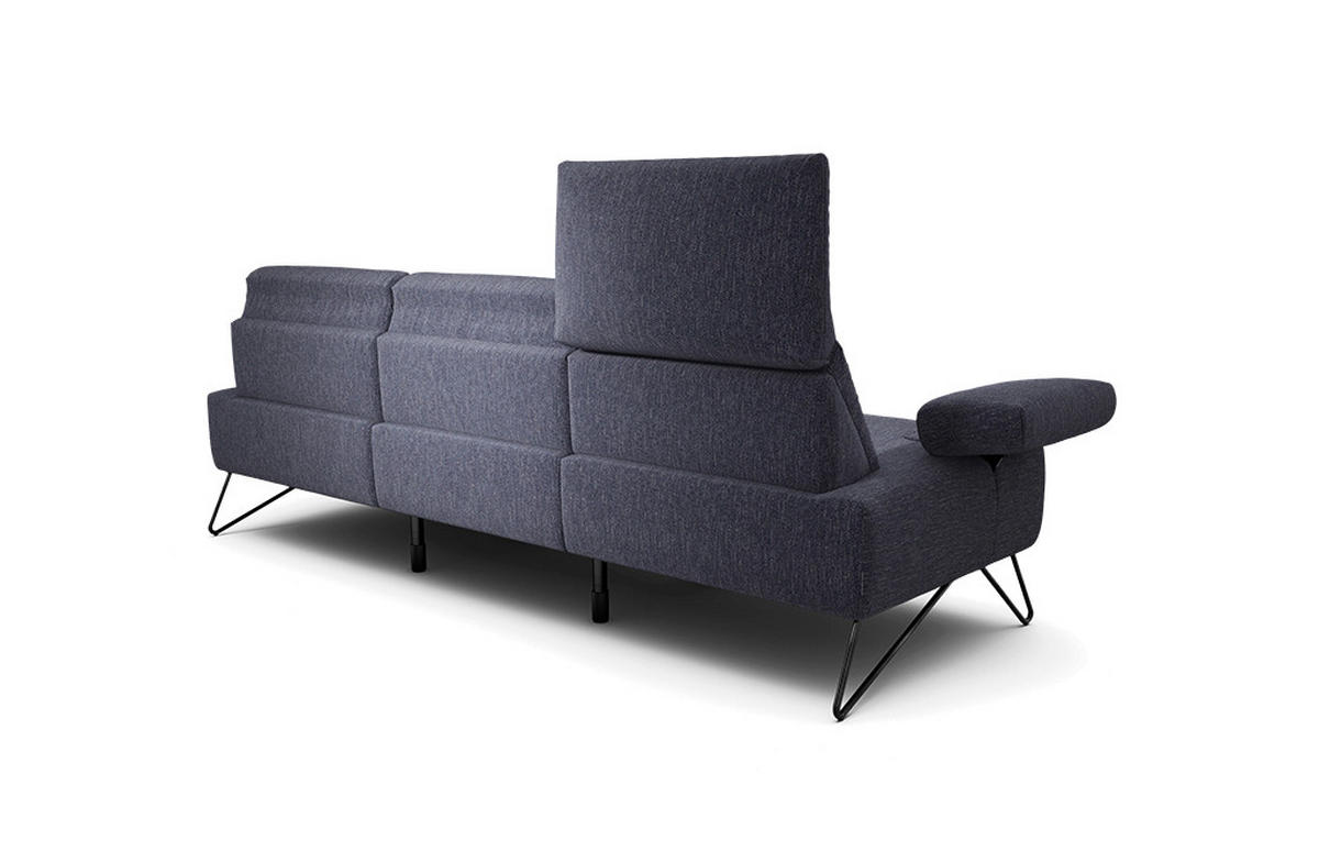3-SITZER-SOFA Chenille Blau  - Blau/Schwarz, Design, Textil/Metall (234-264/85/86-94cm) - SENSOO