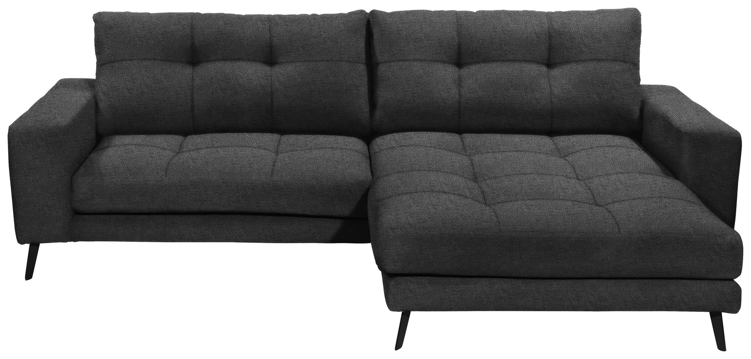 ECKSOFA ROCKPORT Schwarz Webstoff  - Schwarz, Basics, Textil/Metall (247/171cm) - Livetastic