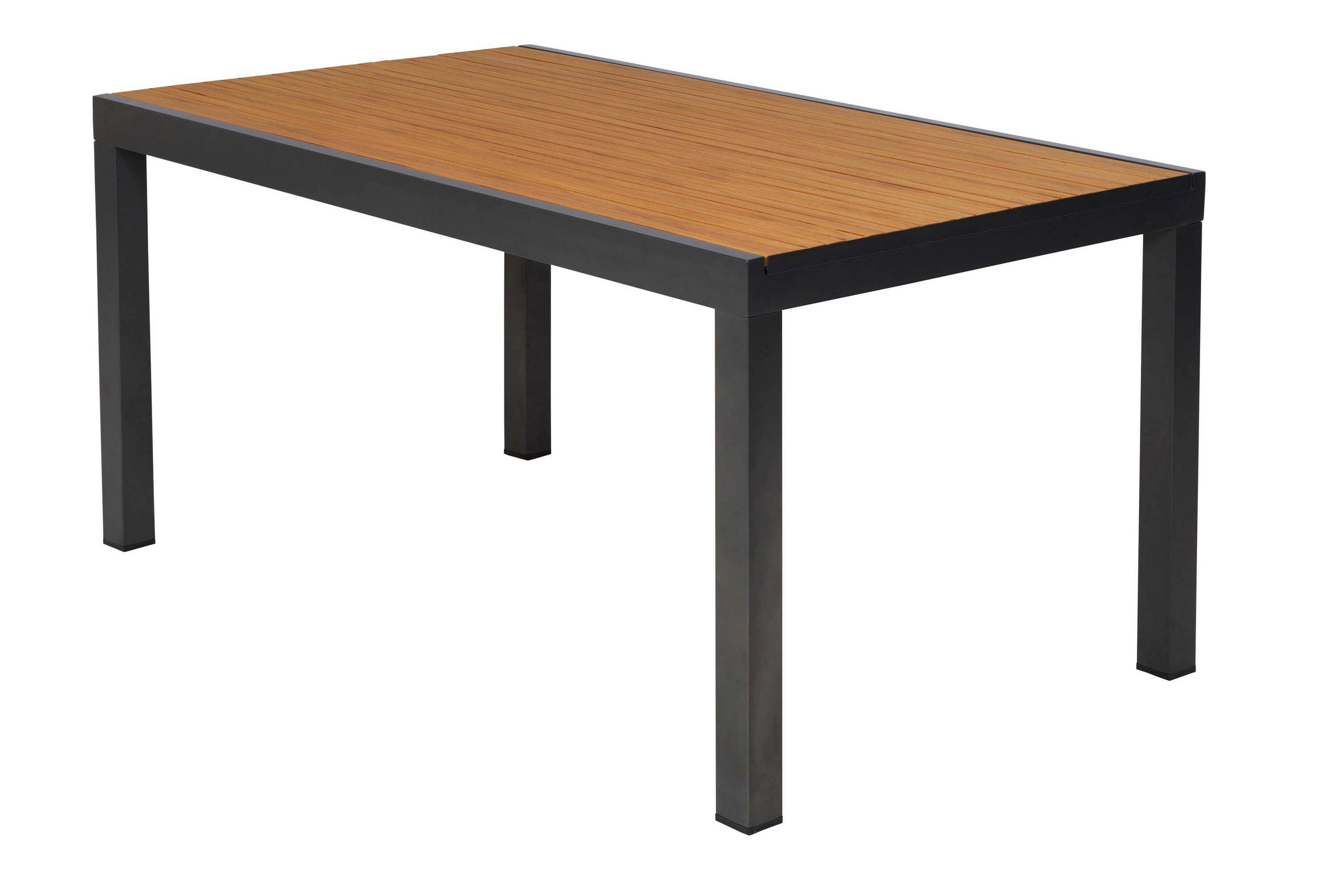 GARTENTISCH Metall, Kunststoff Graphitfarben, Naturfarben rechteckig  - Graphitfarben/Naturfarben, KONVENTIONELL, Kunststoff/Metall (150/90/75cm) - Gardenson