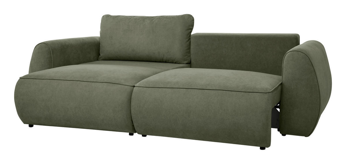 SCHLAFSOFA Chenille Grün  - Schwarz/Grün, Konventionell, Kunststoff/Textil (257/96/110cm) - Milino