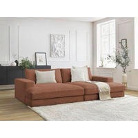BIGSOFA LEONARD Cord Orange  - Schwarz/Orange, MODERN, Kunststoff/Textil (234/77/159cm)
