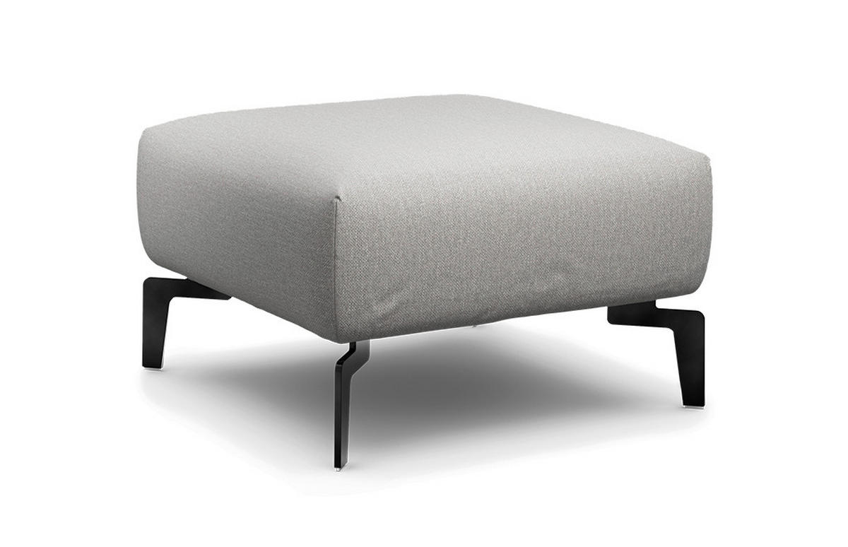 HOCKER Chenille Hellgrau  - Hellgrau/Schwarz, Design, Textil/Metall (70/70/46cm) - SENSOO