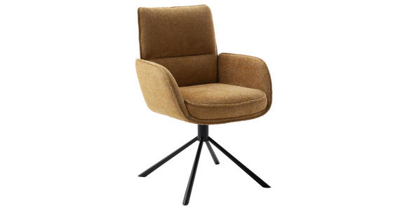 ARMLEHNSTUHL  in Stahl Webstoff  - Currygelb/Schwarz, Design, Textil/Metall (62/92/65cm) - Novel