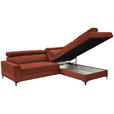 ECKSOFA in Struktur Dunkelorange  - Dunkelorange/Schwarz, MODERN, Textil/Metall (254/212cm) - Carryhome