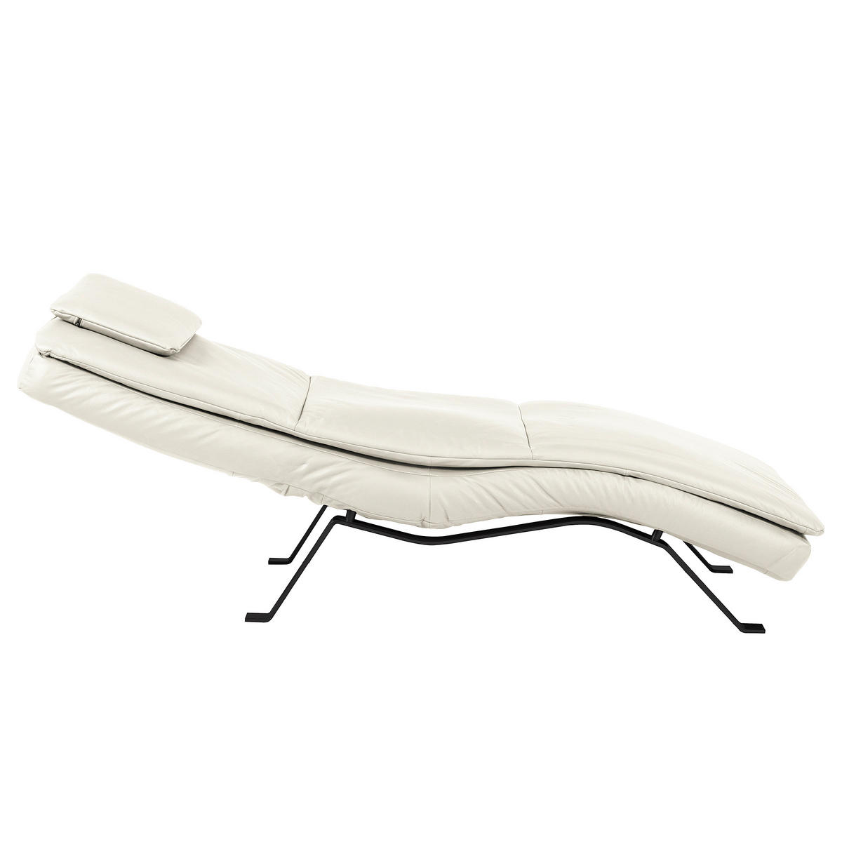 RELAXLIEGE Echtleder Weiß  - Schwarz/Weiß, Design, Leder/Metall (65/95/171cm) - Celina Home