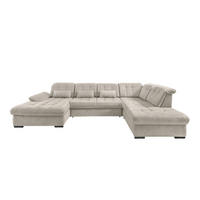 WOHNLANDSCHAFT Chenille Beige  - Beige/Schwarz, Modern, Textil/Metall (184/387/252cm) - Livetastic