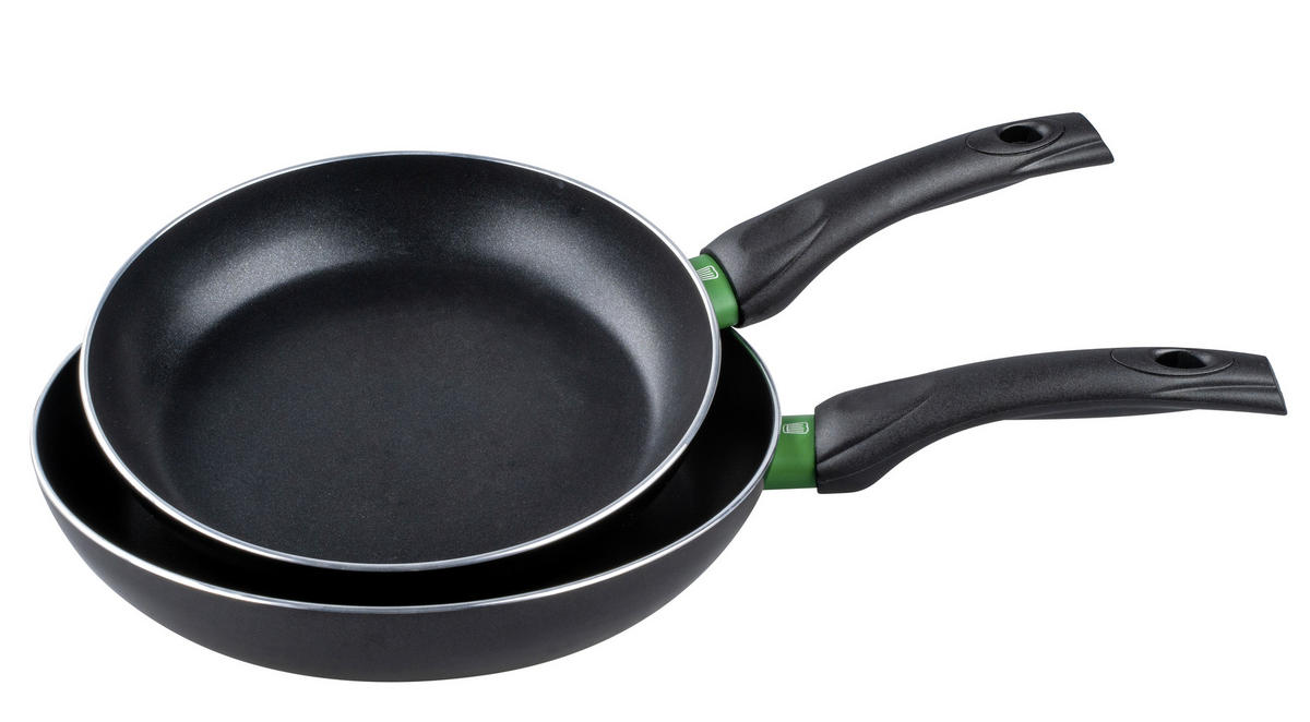 PFANNENSET Bielefeld 2-teilig  - Schwarz/Grün, Basics, Metall (24+26cm) - Chefkoch+Fackelmann