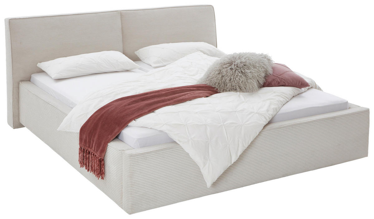 POLSTERBETT 180/200 cm  in Beige  - Birkefarben/Beige, Design, Holz/Textil (180/200cm) - Boxxx