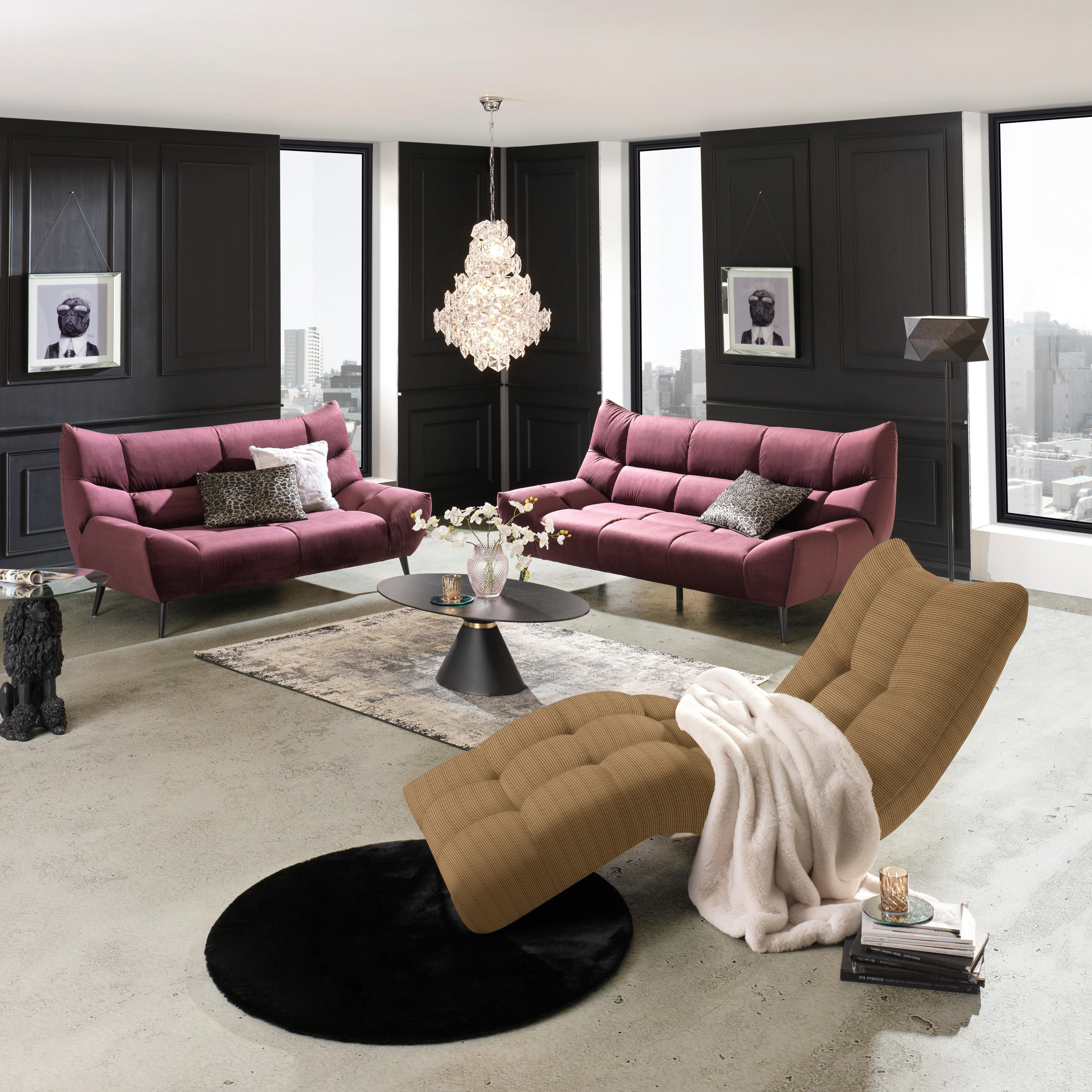 CHAISE LONGUE RELAX in Cord Sandfarben - Sandfarben/Schwarz, Design, Textil/Metall (87/93/188cm) - Xora