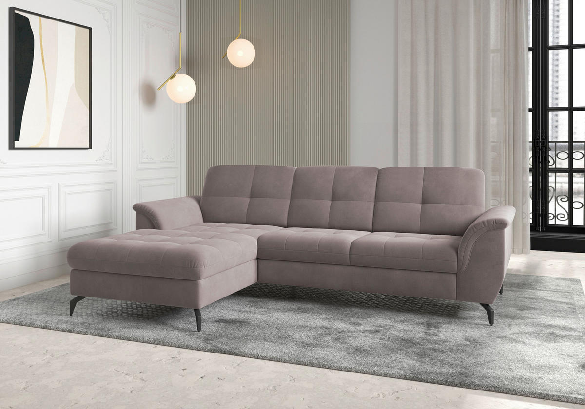 ECKSOFA ZORA E Taupe Flachgewebe  - Taupe/Schwarz, MODERN, Textil/Metall (164/262cm) - Sit & More