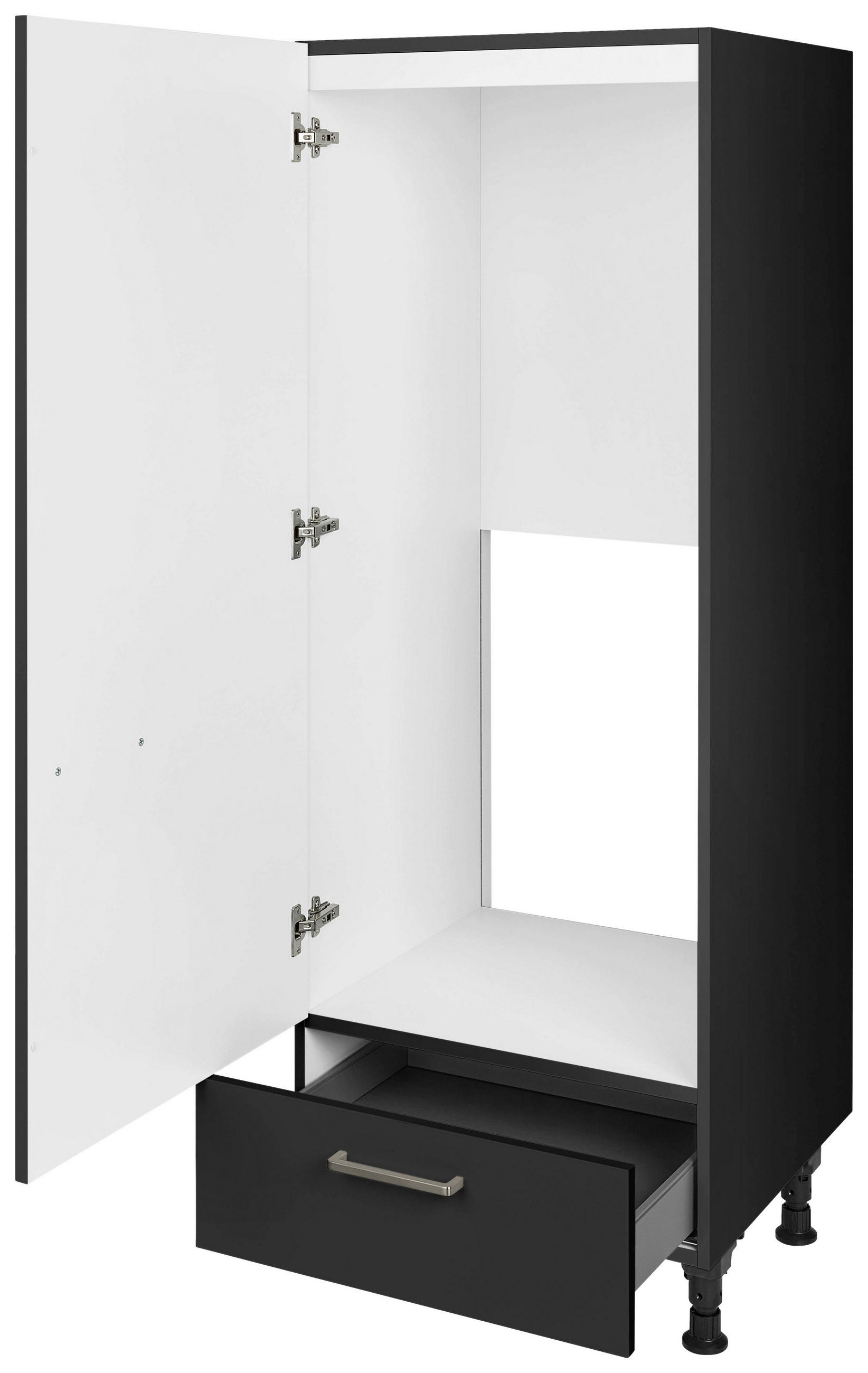 GERÄTEUMBAUSCHRANK 60/168/58 cm  in Schwarz  - Edelstahlfarben/Schwarz, MODERN, Holzwerkstoff/Metall (60/168/58cm) - Nobilia