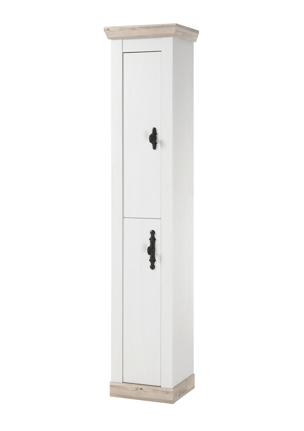 HOCHSCHRANK 42/200/35 cm  - Schwarz/Pinienfarben, Design, Holzwerkstoff/Metall (42/200/35cm) - MID.YOU