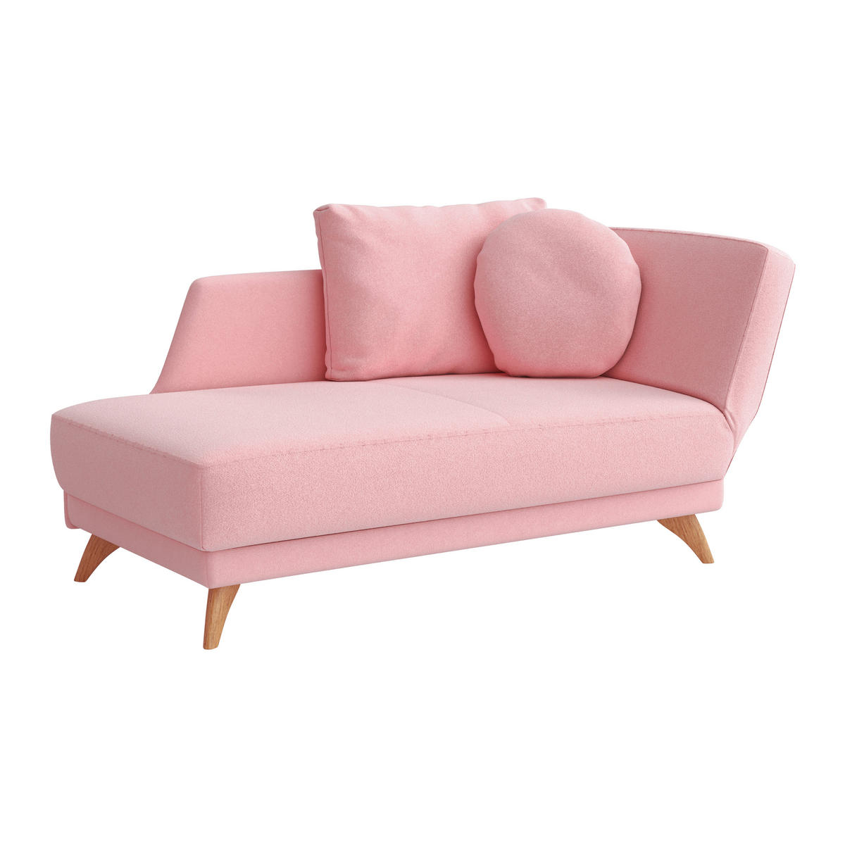 RÉCAMIERE in Flachgewebe Rosa  - Eichefarben/Rosa, Modern, Holz/Textil (205/74-87/94cm) - Bali