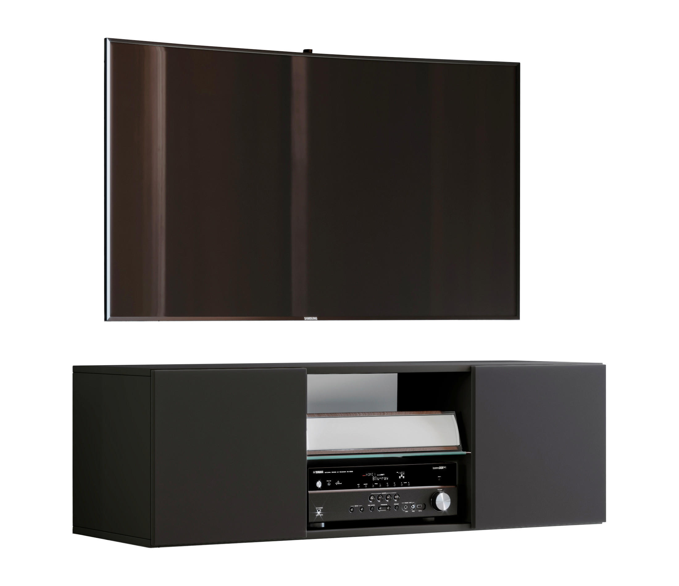 TV-BÄNK  i 115/40/36 cm  - aluminiumfärg/svart, Modern, metall/trämaterial (115/40/36cm) - MID.YOU
