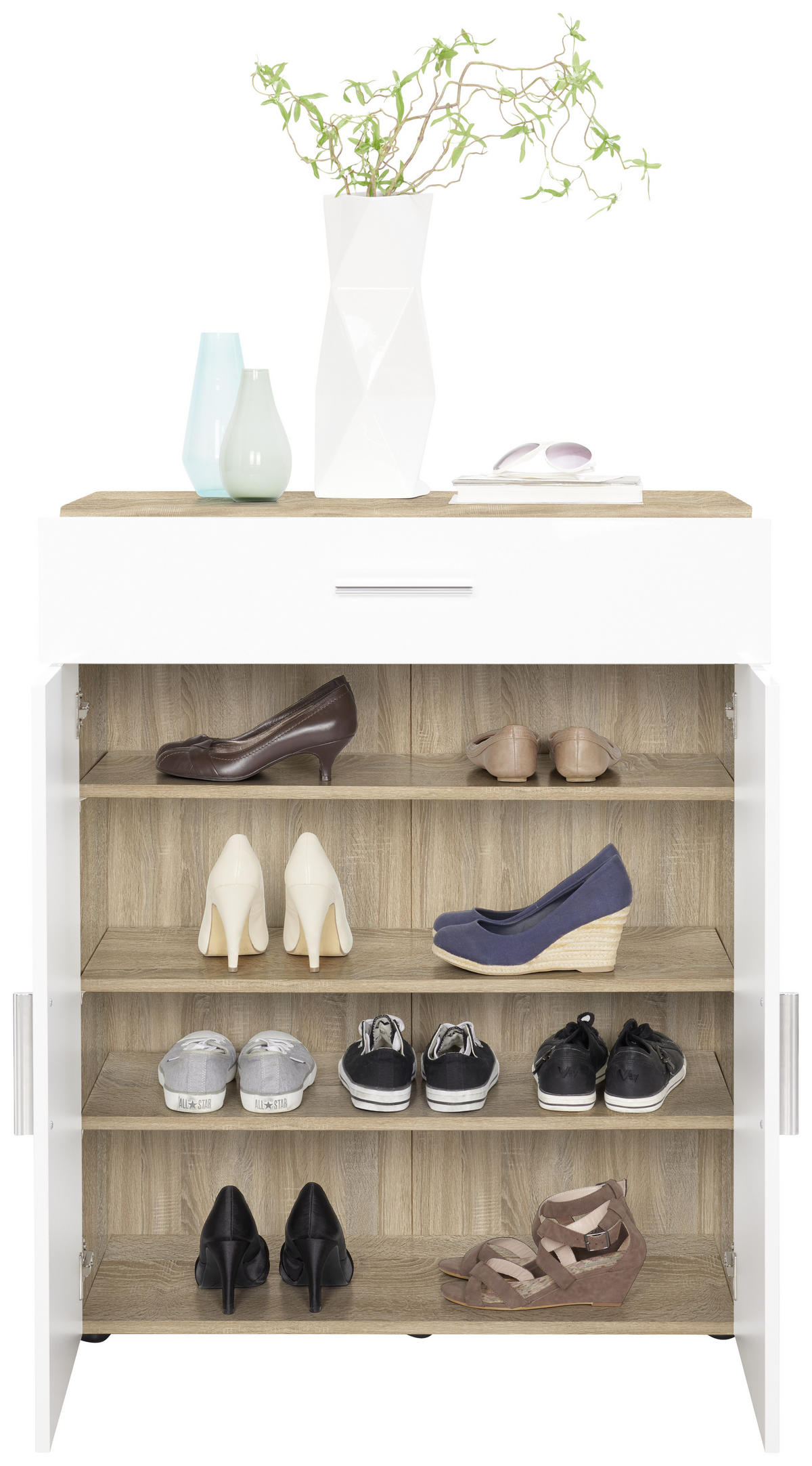 KOMMODE  in 80/98/40 cm  - Chromfarben/Eichefarben, Design, Holzwerkstoff/Kunststoff (80/98/40cm) - Xora