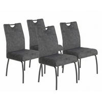 STUHL-SET 4 Stück  in Stahl Samt, Mikrofaser  - Anthrazit/Grau, MODERN, Textil/Metall (50/97/62cm) - MID.YOU
