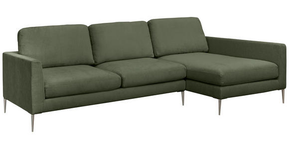 ECKSOFA Grün Chenille Rückenkissen, Rücken echt  - Silberfarben/Grün, KONVENTIONELL, Textil/Metall (284/143cm) - Carryhome
