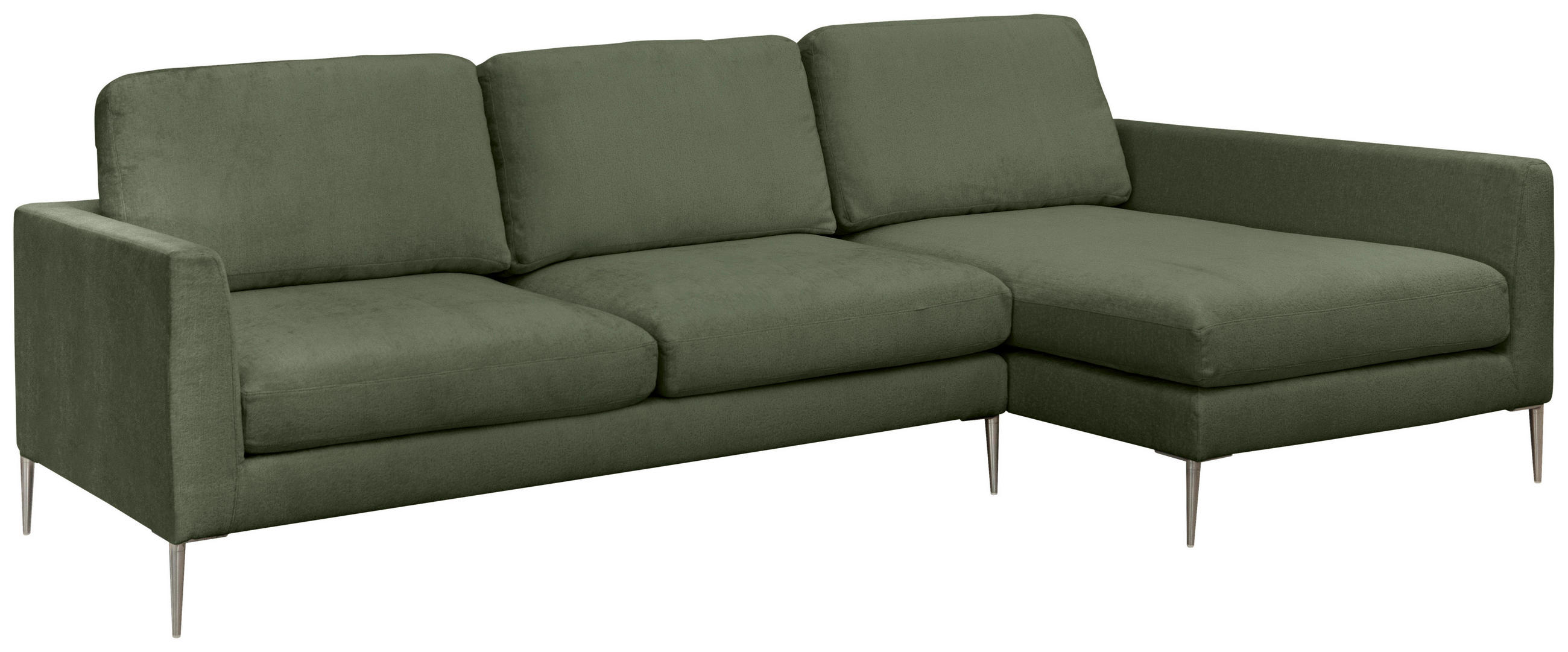 ECKSOFA Grün Chenille  - Silberfarben/Grün, KONVENTIONELL, Textil/Metall (284/143cm) - Carryhome