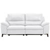 2,5-SITZER mit Relaxfunktion in Kombination Echtleder/Lederlook Weiss  - Wengefarben/Weiss, Design, Leder/Holz (216/97/95-151cm) - Livetastic