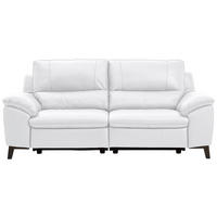 2,5-SITZER mit Relaxfunktion in Kombination Echtleder/Lederlook Weiss  - Wengefarben/Weiss, Design, Leder/Holz (216/97/95-151cm) - Livetastic