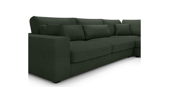 ECKSOFA in Cord Dunkelgrün  - Dunkelgrün/Schwarz, KONVENTIONELL, Kunststoff/Textil (314/250cm) - Carryhome