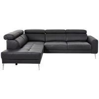ECKSOFA  in Echtleder Schwarz  213/262 cm  - Chromfarben/Schwarz, Design, Leder/Metall (213/262cm) - Hom`in