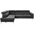 ECKSOFA  in Echtleder Schwarz  213/262 cm  - Chromfarben/Schwarz, Design, Leder/Metall (213/262cm) - Hom`in