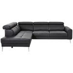 ECKSOFA  in Echtleder Schwarz  213/262 cm  - Chromfarben/Schwarz, Design, Leder/Metall (213/262cm) - Hom`in