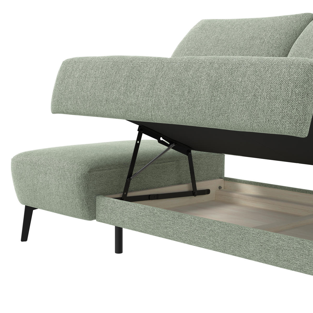 RÉCAMIERE Chenille Greige  - Greige/Schwarz, Konventionell, Textil/Metall (206/90/92cm) - Elegando