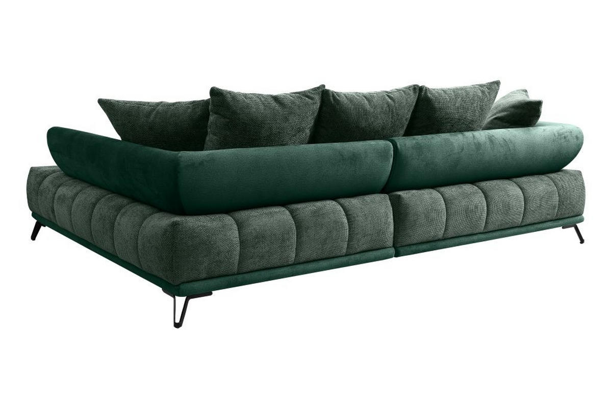 ECKSOFA in Chenille Dunkelgrün  - Dunkelgrün/Schwarz, Modern, Textil/Metall (262/184cm) - MID.YOU