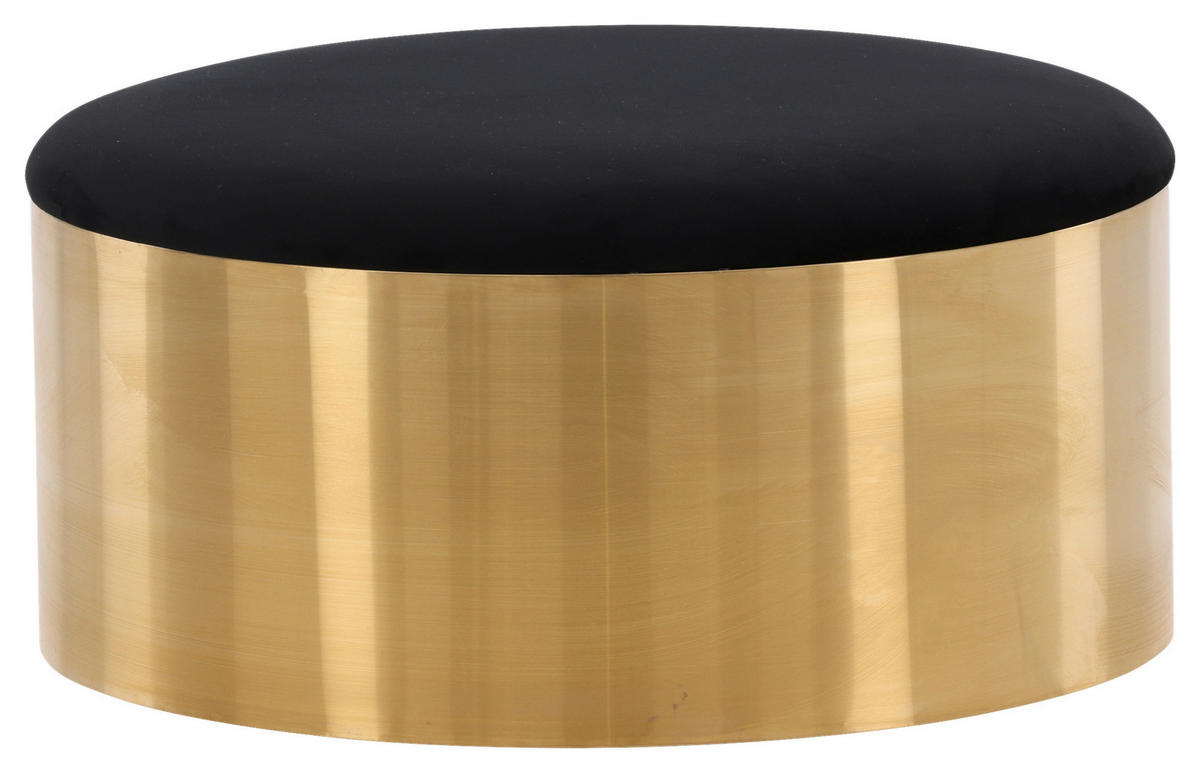 HOCKER Samt Schwarz, Goldfarben  - Goldfarben/Schwarz, Design, Textil/Metall (45/46/45cm) - Livetastic