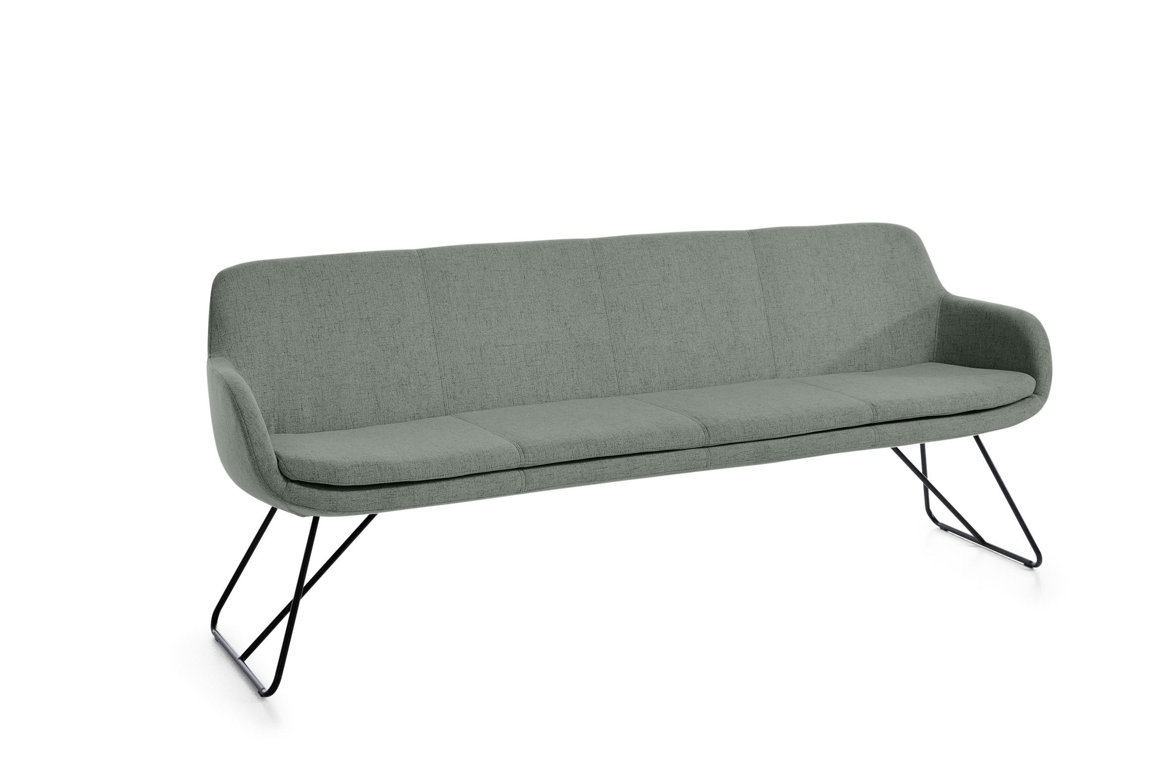 SITZBANK 220/87/65 cm Webstoff Graublau Metall  - Graublau/Schwarz, Design, Textil/Metall (220/87/65cm) - Musterring