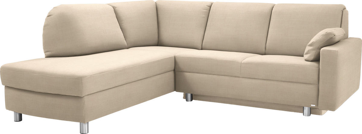 ECKSOFA in Chenille Creme  208/227 cm  - Creme/Alufarben, KONVENTIONELL, Textil/Metall (208/227cm) - Sedda