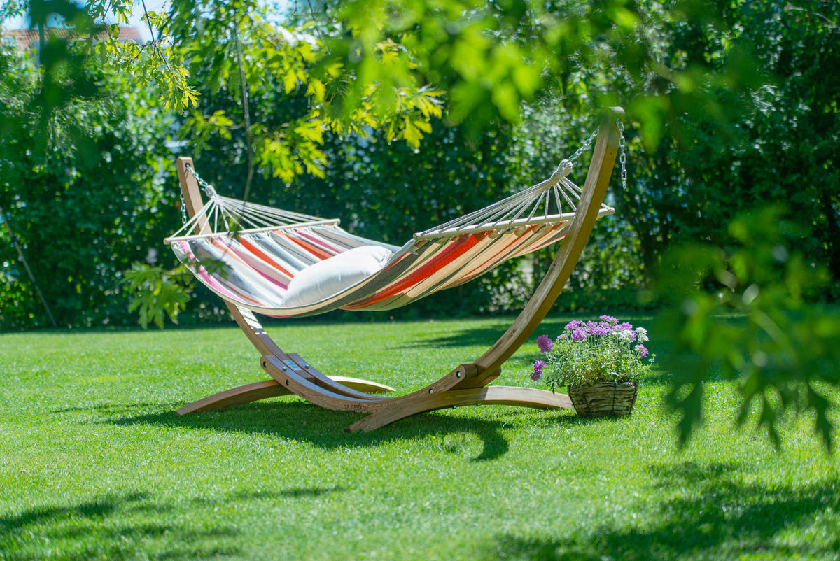 HOUPACÍ SÍŤ  - oranžová/bílá, Konvenční, dřevo/textil (320/120/120cm) - La Siesta